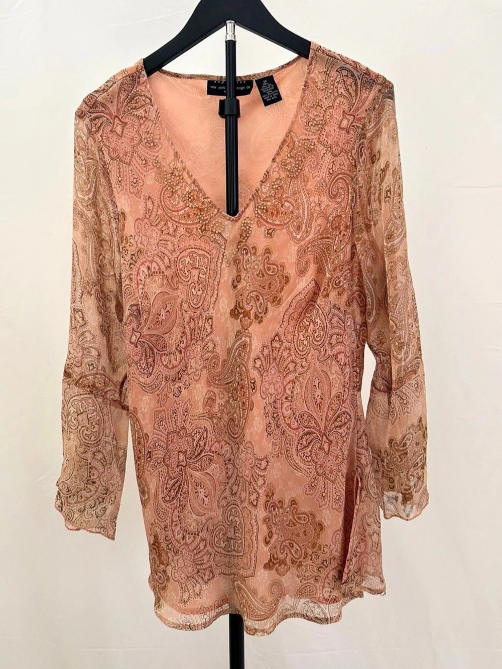 Separates by new york city design co. woman Paisley Silk Tunic in Pink Size 2X